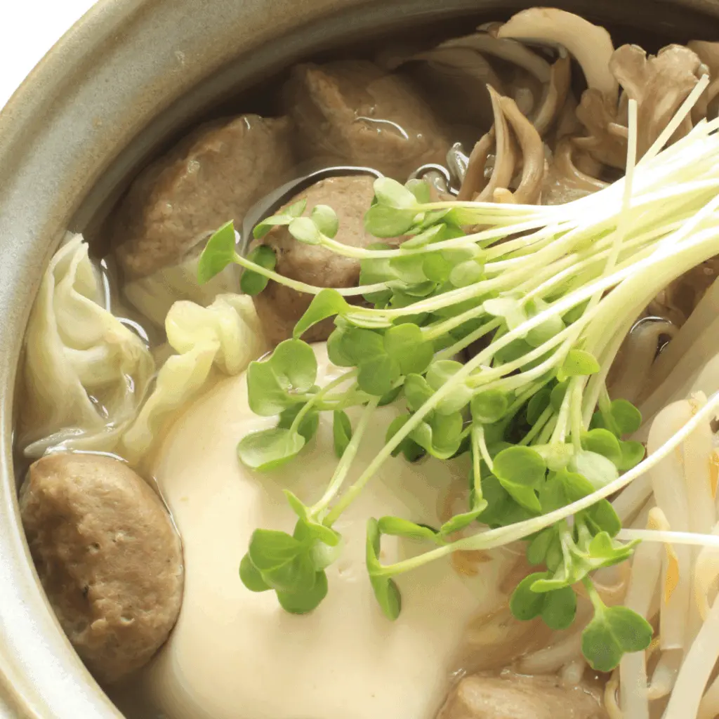 Maitake mushrooms in a soup