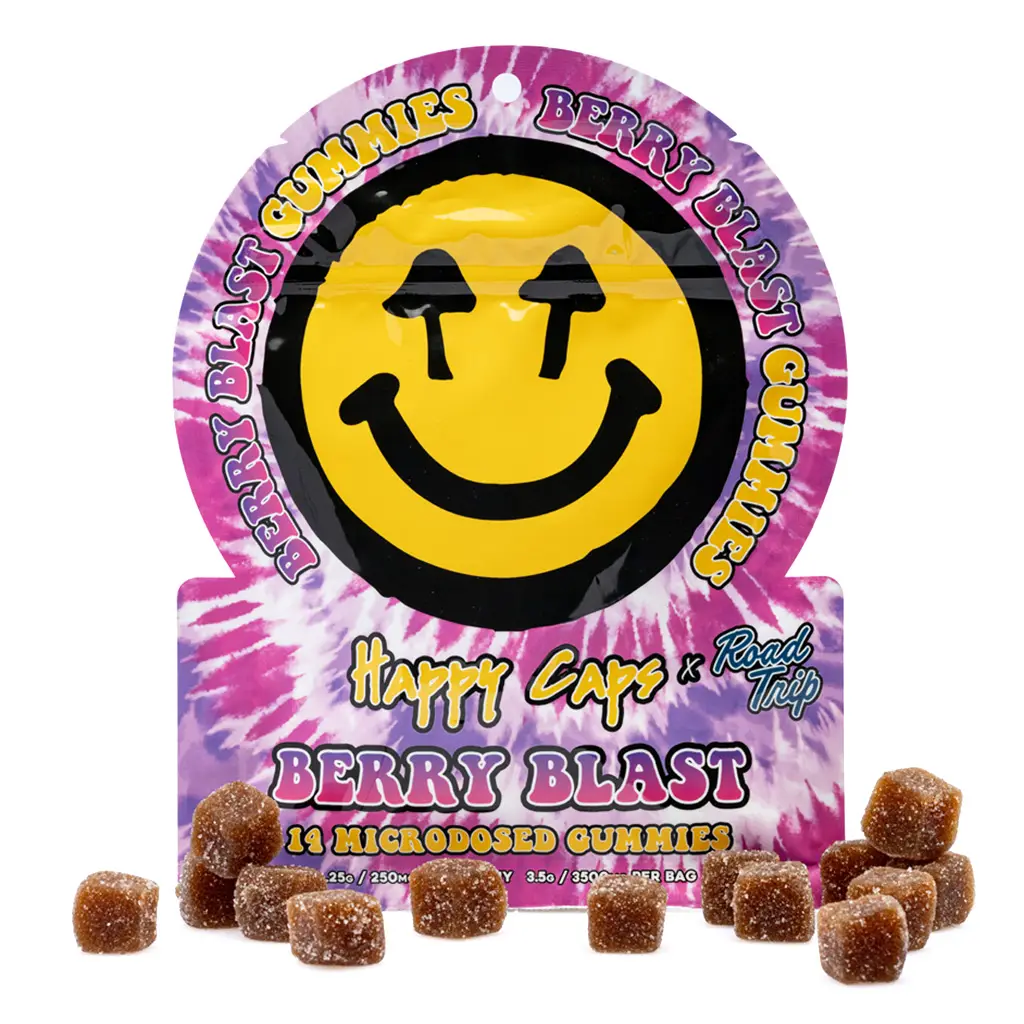 Happy Caps x Road Trip - Microdosed Mushroom Gummies - Berry Blast combo