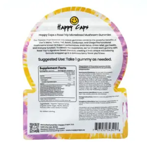 Happy Caps x Road Trip - Microdosed Mushroom Gummies - Passion Fruit back