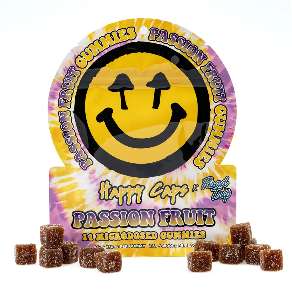 Happy Caps x Road Trip - Microdosed Mushroom Gummies - Passion Fruit combo