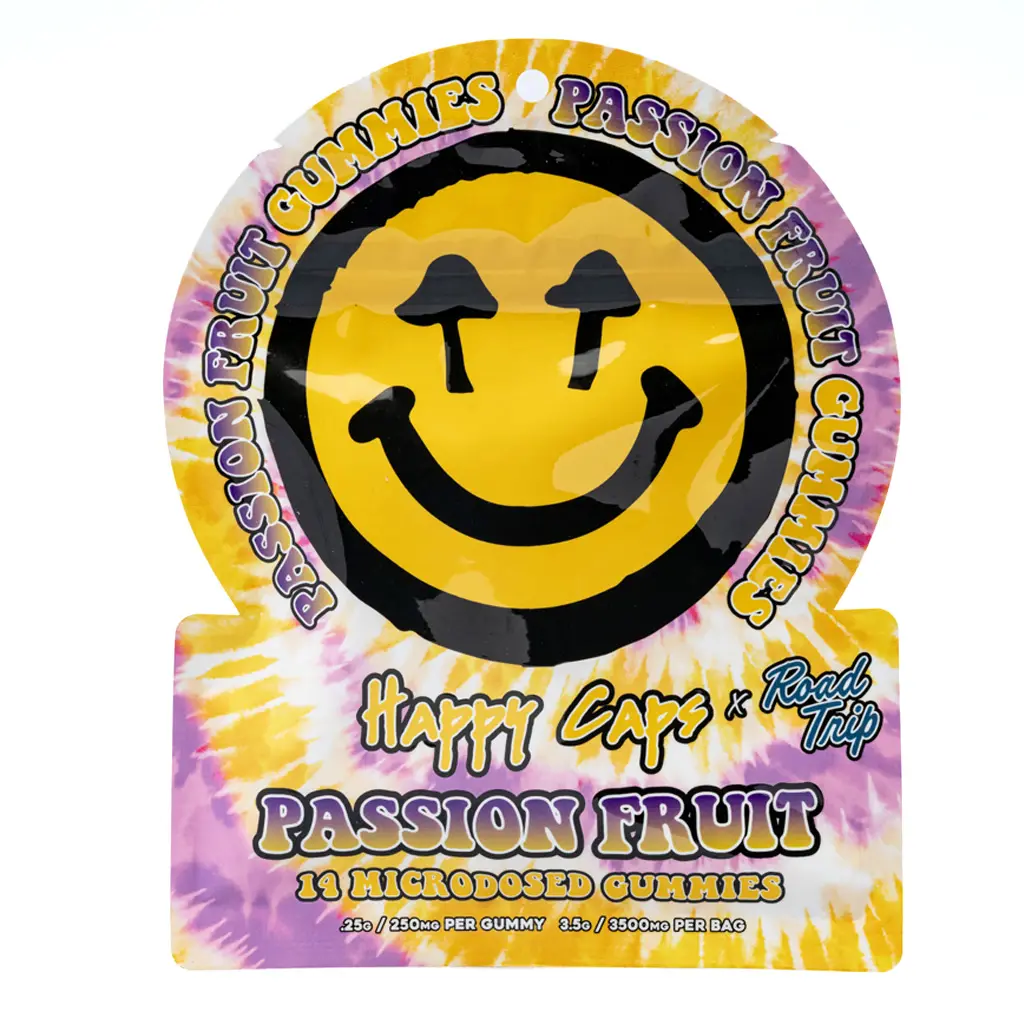 Happy Caps x Road Trip - Microdosed Mushroom Gummies - Passion Fruit front