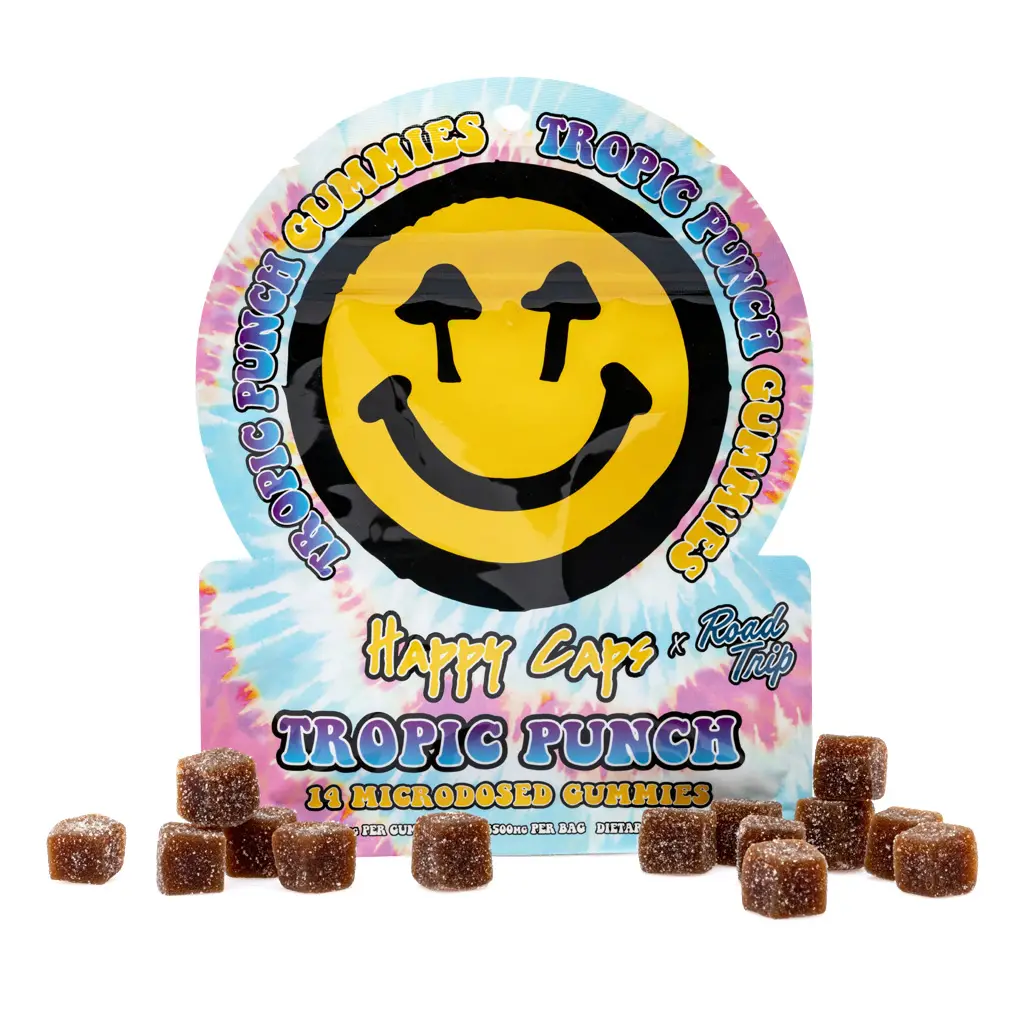Happy Caps x Road Trip - Microdosed Mushroom Gummies - Tropic Punch combo